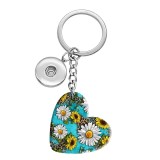 10 styles love sunflower Butterfly resin Painted Heart Key chain fit 20MM Snaps button jewelry wholesale