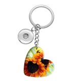 10 styles love Pretty Flower  resin Painted Heart Key chain fit 20MM Snaps button jewelry wholesale