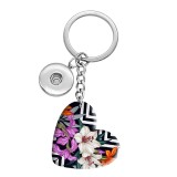 10 styles love Pretty Flower  resin Painted Heart Key chain fit 20MM Snaps button jewelry wholesale