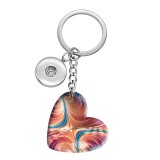 10 styles love color Spiral pattern resin Painted Heart Key chain fit 20MM Snaps button jewelry wholesale