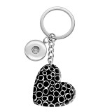10 styles love Black and white pattern resin Painted Heart Key chain fit 20MM Snaps button jewelry wholesale