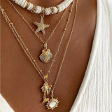 Soft Clay Starfish Shell Necklace Sun Coconut Alloy Necklace