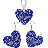 10 styles love Evil Eyes resin Stainless Steel Heart Painted  Earrings 60CMM Necklace Pendant Set