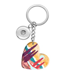 10 styles love Sunset Landscape Pattern resin Painted Heart Key chain fit 20MM Snaps button jewelry wholesale