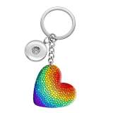 10 styles love color pattern resin Painted Heart Key chain fit 20MM Snaps button jewelry wholesale