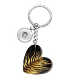 10 styles love Gold Leaf Pattern resin Painted Heart Key chain fit 20MM Snaps button jewelry wholesale