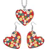 10 styles love Flower pattern resin Stainless Steel Heart Painted  Earrings 60CMM Necklace Pendant Set