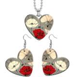 10 styles love Pretty Flower resin Stainless Steel Heart Painted  Earrings 60CMM Necklace Pendant Set