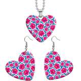 10 styles love Flower pattern resin Stainless Steel Heart Painted  Earrings 60CMM Necklace Pendant Set