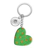 10 styles love Five-pointed Star Pattern resin Painted Heart Key chain fit 20MM Snaps button jewelry wholesale