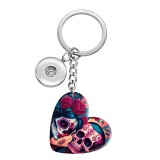 10 styles love Halloween skull girl  resin Painted Heart Key chain fit 20MM Snaps button jewelry wholesale