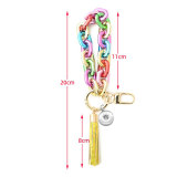 High gloss plastic key chain color bracelet bright acrylic bracelet fit  20MM Snaps button jewelry wholesale