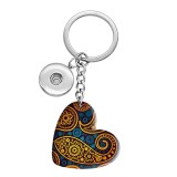 10 styles love Flower Bohemia pattern resin Painted Heart Key chain fit 20MM Snaps button jewelry wholesale
