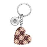 10 styles love Fabric check pattern resin Painted Heart Key chain fit 20MM Snaps button jewelry wholesale