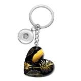 10 styles love Gold Leaf Pattern resin Painted Heart Key chain fit 20MM Snaps button jewelry wholesale