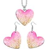 10 styles love Dreamcatcher Flower pattern resin Stainless Steel Heart Painted  Earrings 60CMM Necklace Pendant Set