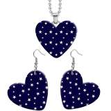 10 styles love Black and white Checkered pattern resin Stainless Steel Heart Painted  Earrings 60CMM Necklace Pendant Set