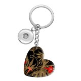 10 styles  love Flower pattern resin Painted Heart Key chain fit 20MM Snaps button jewelry wholesale
