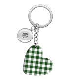 10 styles love Checkered pattern resin Painted Heart Key chain fit 20MM Snaps button jewelry wholesale