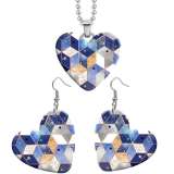 10 styles love Geometric pattern resin Stainless Steel Heart Painted  Earrings 60CMM Necklace Pendant Set