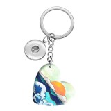 10 styles love Sunset Landscape Pattern resin Painted Heart Key chain fit 20MM Snaps button jewelry wholesale