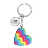 10 styles love color pattern resin Painted Heart Key chain fit 20MM Snaps button jewelry wholesale