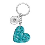 10 styles love Blue Bohemia pattern resin Painted Heart Key chain fit 20MM Snaps button jewelry wholesale