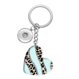 10 styles love Color stitching Leopard Pattern resin Painted Heart Key chain fit 20MM Snaps button jewelry wholesale