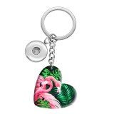 10 styles love Color  Pattern resin Painted Heart Key chain fit 20MM Snaps button jewelry wholesale