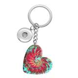 10 styles love Color conch pattern resin Painted Heart Key chain fit 20MM Snaps button jewelry wholesale
