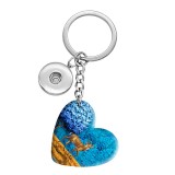 10 styles love Deer Butterfly Landscape pattern  resin Painted Heart Key chain fit 20MM Snaps button jewelry wholesale