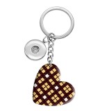 10 styles love Fabric check pattern resin Painted Heart Key chain fit 20MM Snaps button jewelry wholesale
