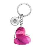 10 styles love Colored Leaves Pattern resin Painted Heart Key chain fit 20MM Snaps button jewelry wholesale