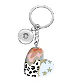 10 styles love Color stitching Leopard Pattern resin Painted Heart Key chain fit 20MM Snaps button jewelry wholesale