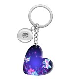 10 styles love Butterfly resin Painted Heart Key chain fit 20MM Snaps button jewelry wholesale
