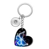 10 styles love Butterfly resin Painted Heart Key chain fit 20MM Snaps button jewelry wholesale