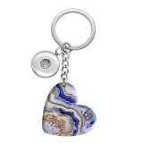 10 styles love Art Marble Pattern resin Painted Heart Key chain fit 20MM Snaps button jewelry wholesale