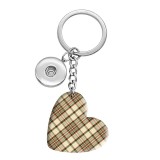 10 styles love Fabric check pattern resin Painted Heart Key chain fit 20MM Snaps button jewelry wholesale