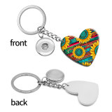 10 styles love cactus hog tiger pattern resin Painted Heart Key chain fit 20MM Snaps button jewelry wholesale
