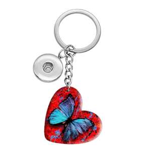 10 styles love color Butterfly resin Painted Heart Key chain fit 20MM Snaps button jewelry wholesale