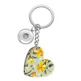 10 styles  love Flower pattern resin Painted Heart Key chain fit 20MM Snaps button jewelry wholesale