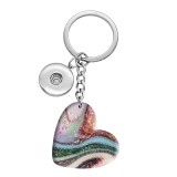 10 styles love Art Marble Pattern resin Painted Heart Key chain fit 20MM Snaps button jewelry wholesale