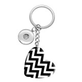 10 styles love Black and white pattern resin Painted Heart Key chain fit 20MM Snaps button jewelry wholesale