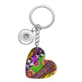 10 styles love sunflower Leopard Pattern resin Painted Heart Key chain fit 20MM Snaps button jewelry wholesale