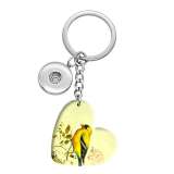 10 styles love bird pattern resin Painted Heart Key chain fit 20MM Snaps button jewelry wholesale