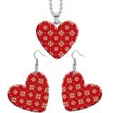 10 styles love Christmas Deer Santa Claus resin Stainless Steel Heart Painted  Earrings 60CMM Necklace Pendant Set
