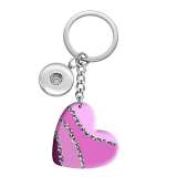 10 styles love Color  Pattern resin Painted Heart Key chain fit 20MM Snaps button jewelry wholesale
