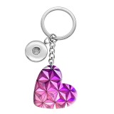 10 styles love color pattern resin Painted Heart Key chain fit 20MM Snaps button jewelry wholesale