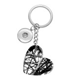 10 styles love color pattern resin Painted Heart Key chain fit 20MM Snaps button jewelry wholesale