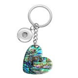 10 styles love Beach Shell Conch  Green  Abalone shell pattern resin Painted Heart Key chain fit 20MM Snaps button jewelry wholesale